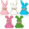 5 Pcs Easter Decorations Wooden Easter Bunny Signs Freestanding Bunny Table Decor Farmhouse Rabbit Shaped Wood Tabletop Centerpieces with Jute Rope Tiered Tray for Spring Home Office Desk